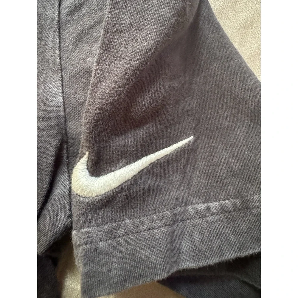 Nike Just Do It Script Tee Women's Small Black Acid Wash Loose Fit Cotton Shirt
